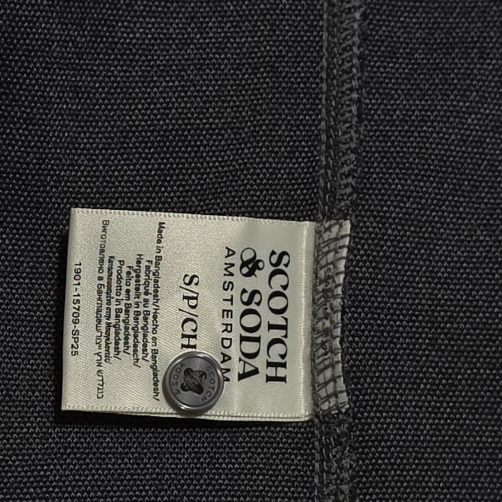 Scotch & Soda Gray Micro Pattern Button-Up Shirt Camp Collar Short Sleeve S - Picture 7 of 8
